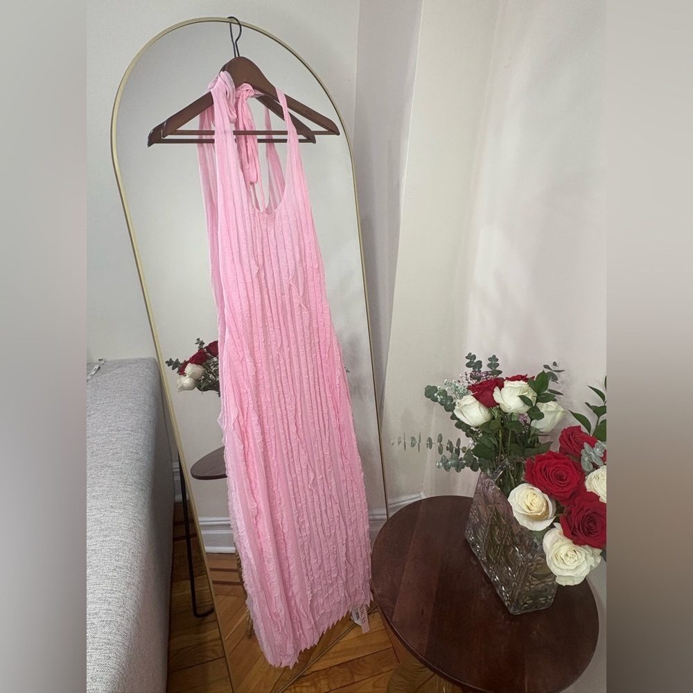 NWT MICAS SIZE MEDIUM Women's Pink Halter Maxi Dress - Picture 3 of 9
